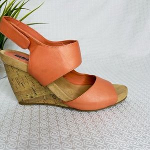 Unlisted Peach Platform Wedge Faux Leather Sandal With Velcro Ankle Closure